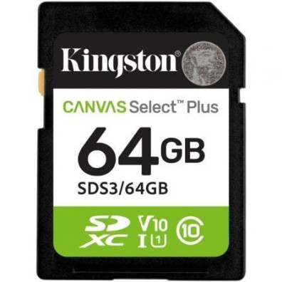 Kingston CANVAS Select Plus 64GB - Tarjeta de Memoria SD XC Clase 10