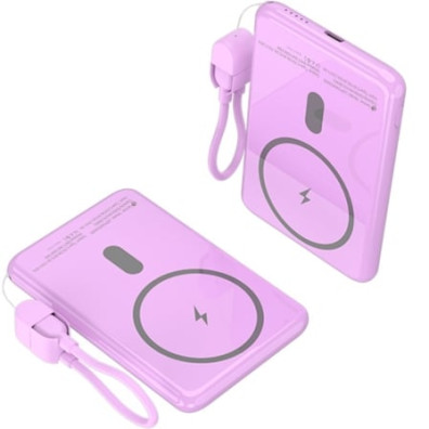 Powerbank Leotec LEPOWW20W5P 5000mAh Wireless 20W Púrpura