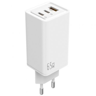 Cargador de Pared GaN Leotec LECSPH65W3W/ 2xUSB Tipo-C/ 1xUSB