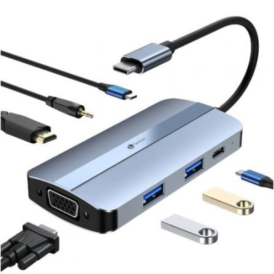Docking USB Tipo-C Leotec LEDS04 con HDMI 4K, VGA y Audio