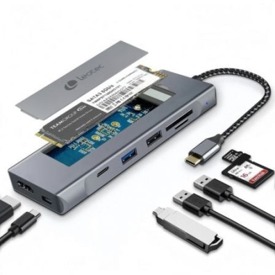 Docking USB Tipo-C Leotec LEDS07 con Ranura SSD M.2 y Conectividad HDMI 4K - Accesorio Portátil LEOTEC