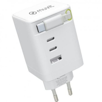Cargador de Pared Muvit For Change MCACC0050 con 1xUSB y 2xUSB Tipo-C