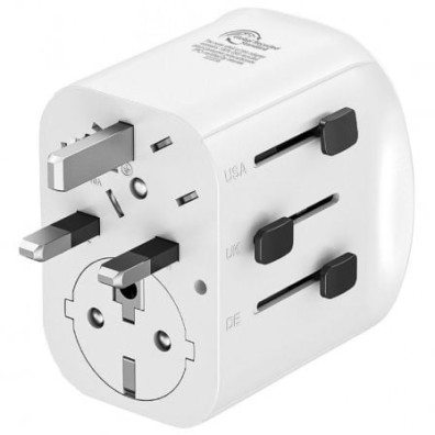 Cargador de Pared Universal Muvit For Change MCADP0006/ Toma de Corriente Universal/ 1xUSB Tipo-C/ 2xUSB