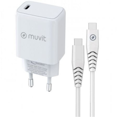 Cargador de Pared Muvit For Change + Cable USB Tipo-C