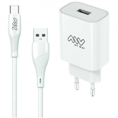 Cargador de Pared MYWAY con Cable USB Tipo-C - Modelo MYWEPAK0002 - 1xUSB