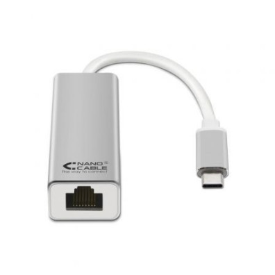 CONVERSOR USB-C A ETHERNET 10/100/1000 Mbps 15 CM PLATA NANOCABLE - 1000Mbps