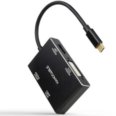 Conversor Nanocable USB Tipo-C a VGA, DVI, HDMI, DisplayPort - 10cm