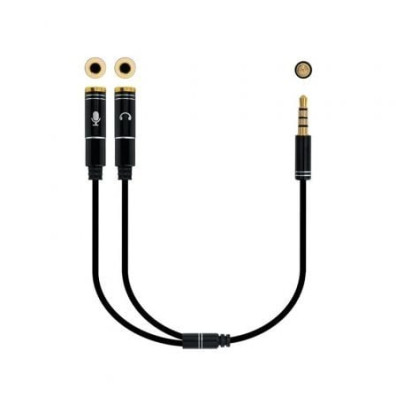Cable Estéreo Nanocable Jack 3.5 Macho 2x Jack 3.5 Hembra 30cm