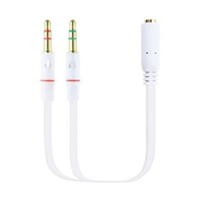 CABLE ADAPTADOR AUDIO JACK 3.5/H 2 JACK 3.5/M 20CM BLANCO NANOCABLE - Blanco