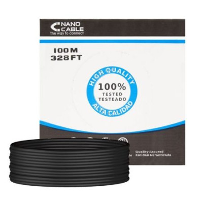 Bobina de Cable RJ45 para Exteriores UTP Nanocable 10.20.0502-EXT-BK Cat.6/ 100m/ Impermeable - Negro