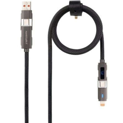 Cable USB Tipo C 2.0 Nanocable Macho + USB Macho - USB Tipo C Macho + Lightning Macho 27W 480Mbps 1m