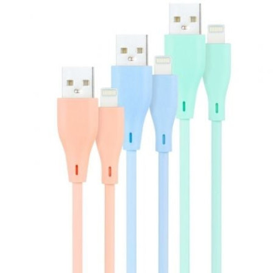 Cables USB 2.0 Lightning Nanocable 10.10.0401-A1/ USB Macho - Lightning Macho/ 1m/ 3 Unidades - Rosa, Azul y Verde