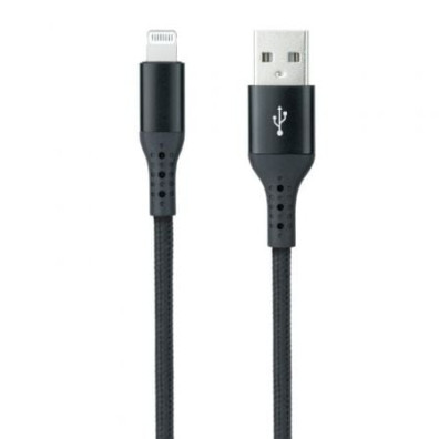 CABLE LIGHTNING A USB 2.0 1 M NEGRO MALLADO NANOCABLE - Negro