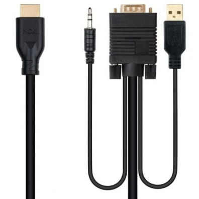 Cable Conversor HDMI a VGA Nanocable Macho 1.8m - USB Macho y Jack 3.5 Macho