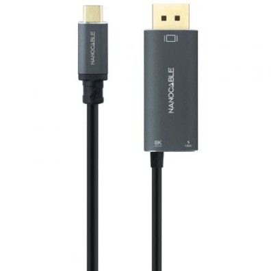 Cable Conversor Nanocable 10.15.5012/ USB Tipo-C Macho - DisplayPort 8K Macho/ USB Tipo-C Hembra/ Hasta 100W/ 1.8m