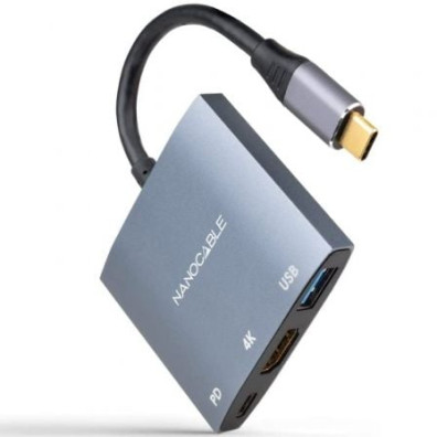 Conversor Nanocable USB Tipo-C a HDMI 4K Hembra - USB Hembra - USB Tipo-C PD/ 15cm
