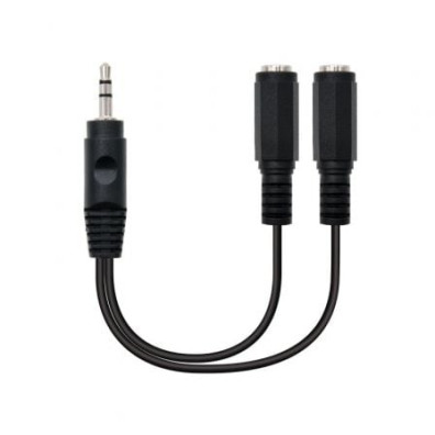 Cable Estéreo Nanocable 10.24.1200/ Jack 3.5 Macho - 2x Jack 3.5 Hembra/ 15cm - Negro