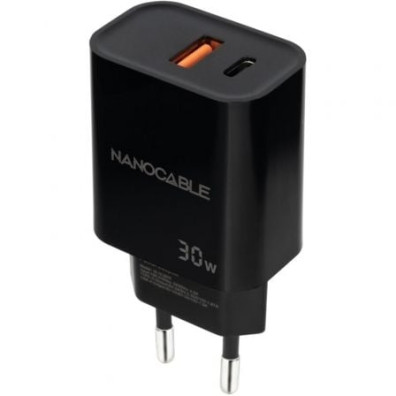 Cargador de Pared Nanocable 10.10.2012 con 1xUSB y 1xUSB Tipo-C | 30W