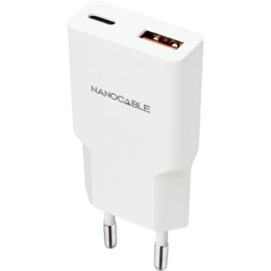 Cargador de Pared Nanocable 25W - 1xUSB Tipo-C/ 1xUSB