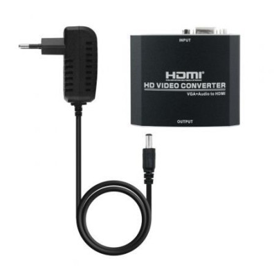 Conversor Nanocable 10.16.2101-BK/ HDMI Hembra - VGA Hembra/ Jack 3.5 Hembra/ 15cm - Negro