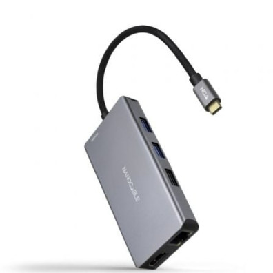 Docking Tipo-C Nanocable 10.16.1009 - 3xUSB, 2xHDMI 4K, RJ45, Lector tarjetas, USB Tipo-C PD