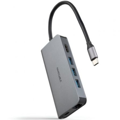 Docking Tipo-C Nanocable 10.16.4609/ 3xUSB/ 1xHDMI 4K/ 1xRJ45/ 1xLector tarjetas/ 1xUSB Tipo-C PD