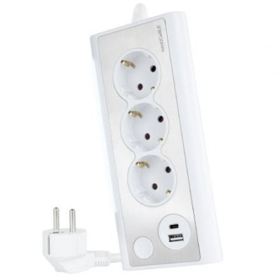 Regleta con Interruptor Nanocable 3 Tomas de Corriente + 1 USB + 1 USB Tipo-C + Cable 1.5m