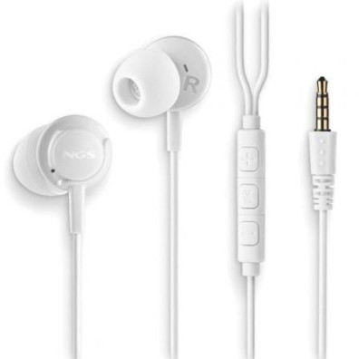 AURICULAR INTRAUDITIVO NGS CROSS DRIFT BLANCO JACK 3.5mm MICROFONO CABLE 120cm CONTROLES - Blancos