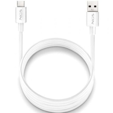Cable USB 2.0 NGS ZYRO-AC/ USB Macho - USB Tipo-C Macho/ Hasta 15W/ 480Mbps/ 1m