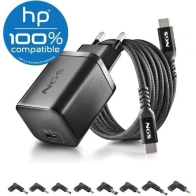 Cargador Portátil GaN 65W HP NGS BUD65W-H 1xUSB Tipo-C Automático Conectores 8