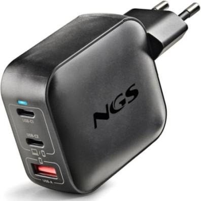 Cargador de Pared GaN NGS 100W con 2xUSB Tipo-C y 1xUSB