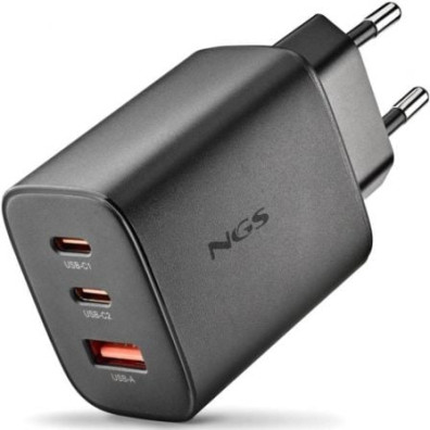 Cargador de Pared NGS Era GaN 65W 2xUSB Tipo-C 1xUSB