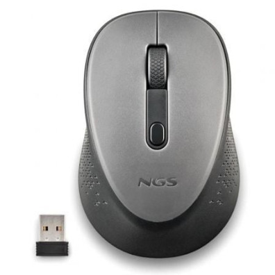 Ratón Inalámbrico NGS Dew Gray - 1600 DPI, Ergonómico y Moderno