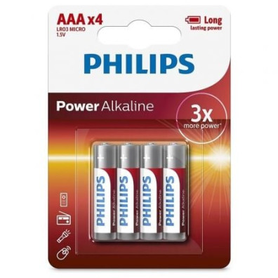 Pack de 4 Pilas AAA Philips LR03P4B/05/ 1.5V