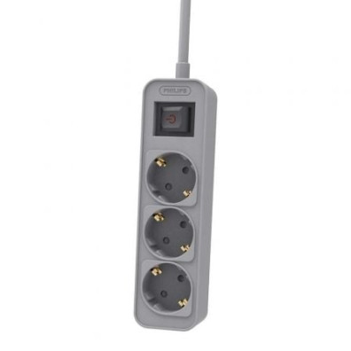 Regleta con Interruptor Philips CHP2134G - 3 Tomas de Corriente - Cable 1.5m