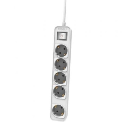 Regleta con Interruptor Philips CHP2154W/12 - 5 Tomas de Corriente - Cable 1.5m