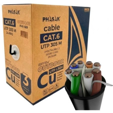 Bobina de Cable RJ45 UTP Phasak PHR 669 Cat.6 de 305m