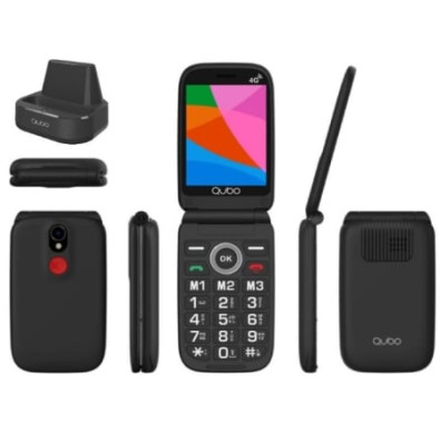Teléfono Móvil Qubo X-340CB 4G para Personas Mayores - Smartphone Fácil de Usar - Negro