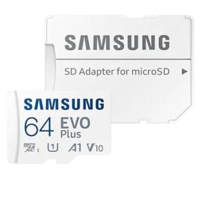 Tarjeta de Memoria Samsung Micro SD 64GB SDXC EVO Plus Clase 10 con Adaptador SD - 160MBs