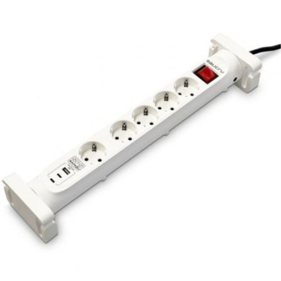 Regleta Salicru SAFE 5S+ con Interruptor - 4 Tomas Corriente - 1 Master - 2 USB Tipo-C - 1 USB - Cable 1.4m