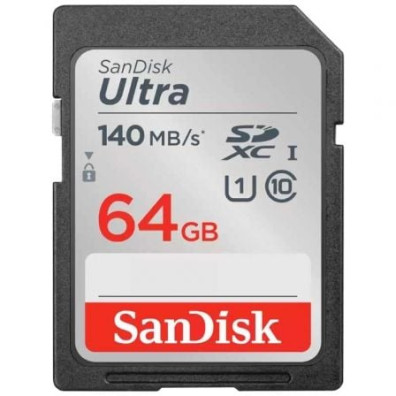 Tarjeta de Memoria SanDisk Ultra 64GB SD HC UHS-I - SDXC/ Clase 10 - 140MBs
