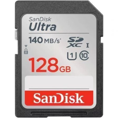 Tarjeta de Memoria SanDisk Ultra 128GB SD HC UHS-I - SDXC/ Clase 10 - 140MBs