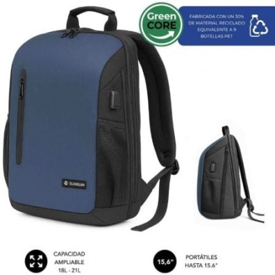 Mochila Subblim Xpand Air Padding Backpack para Portátiles de hasta 15.6 pulgadas con Puerto USB