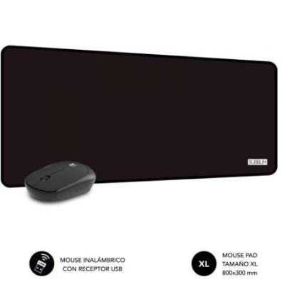 Set Subblim Harmony Black - Ratón Inalámbrico y Alfombrilla - hasta 1200 DPI