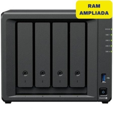 NAS Synology Diskstation DS425+ con 4 Bahías 3.5" y 2.5", 6GB DDR4