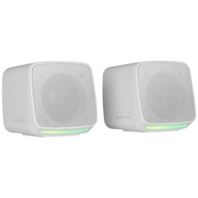 ALTAVOCES 2.0 MARS GAMING MSPROW BLANCO 10W USB + JACK CONTROL DE VOLUMEN RGB - Blancos