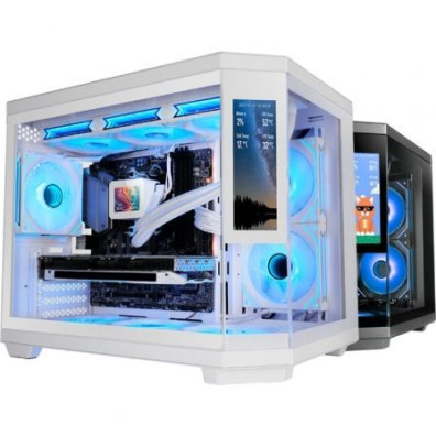 CAJA MICROATX MARS GAMING MC3TCORELCDMW COLOR BLANCO GPU MAX 315MM CRISTAL TEMPLADO LCD - Blanca
