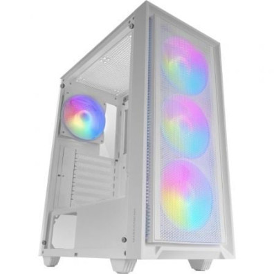 CAJA ATX MARS GAMING MCAIRW FRONTAL BLANCO DE MALLA 4x120mm RAINBOW - Blanca