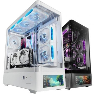 CAJA ATX MARS GAMING MLCDPROW CRISTAL TEMPLADO CURVO PANTALLA LCD 7,2" GPU 440mm COLOR BLA - Blanca