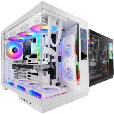 CAJA ATX CUBE MARS GAMING MCMIRAGE BLANCO CRISTAL CONTINUO LCD GPU 400mm 1x3.5 2x2.5 - Blanca